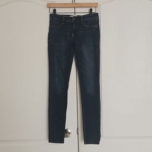 Abercrombie& Fitch Women's Mid-Rise Straight Leg Denim Jeans Dark Blue Washed 26